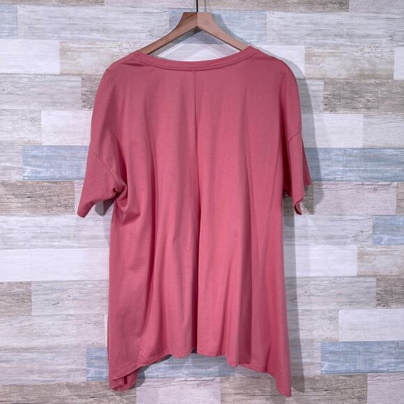 LANE BRYANT Floral Embroidered Sharkbite Hem Top Pink Womens Plus Size 18 20 - Picture 4 of 7